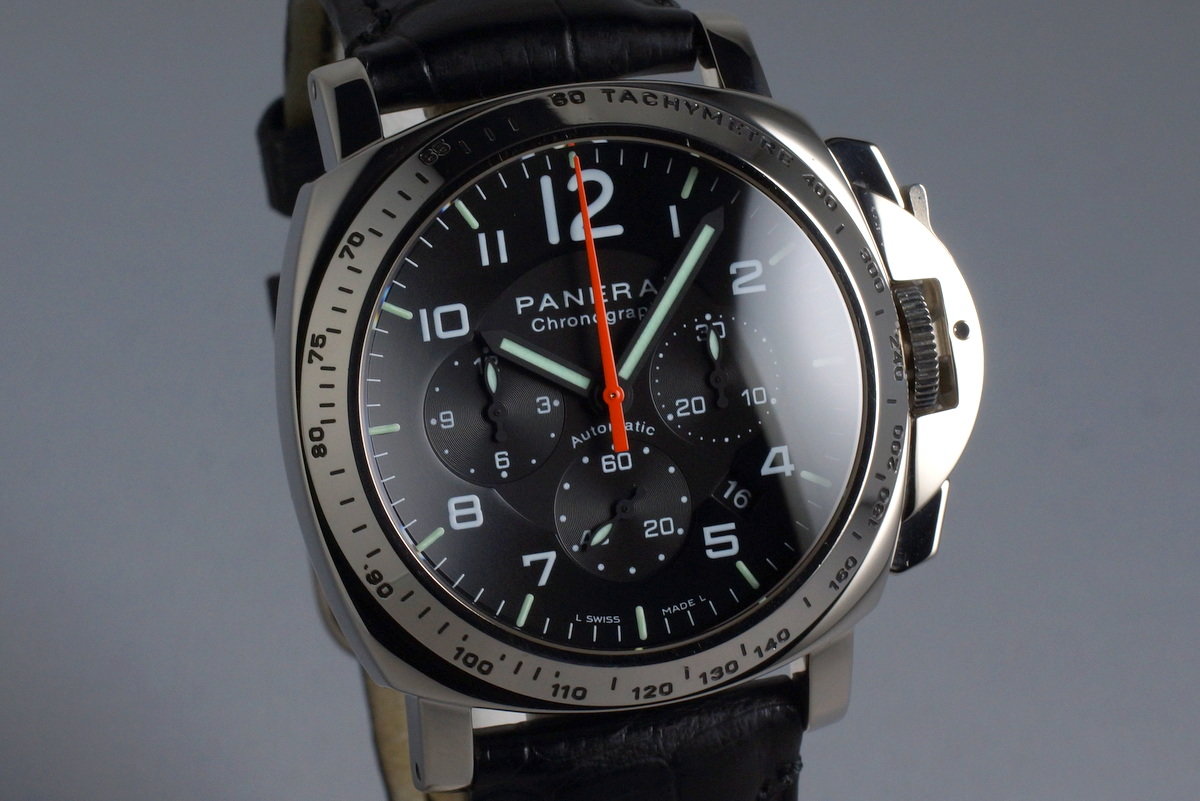 HQ Milton 2002 Panerai PAM 105 White Gold Chrono with Box and