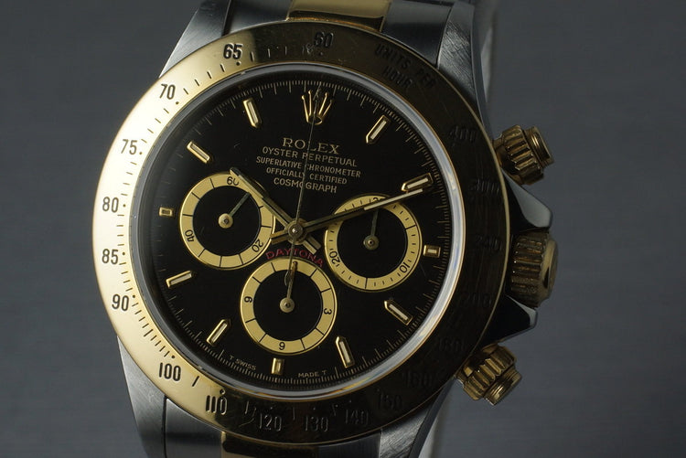 1991 Rolex Two Tone Zenith Daytona 16523 with Inverted 6 Black Dial