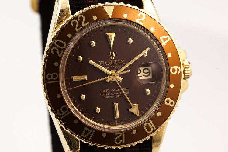 1970 Rolex 18K YG GMT 1675 Brown Dial