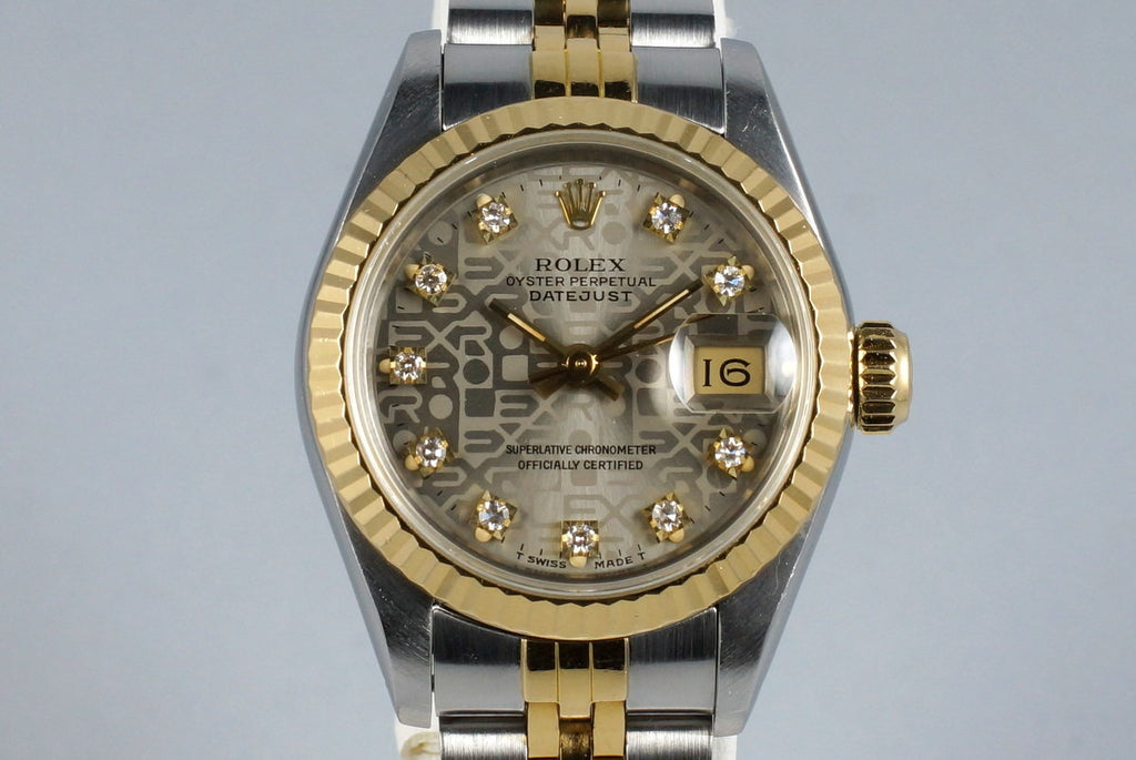 1987 Rolex Ladies Two Tone DateJust 69173 Factory Diamond Dial with Box and Papers