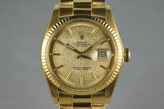 1972 Rolex YG Day-Date 1803 Linen Sigma Dial