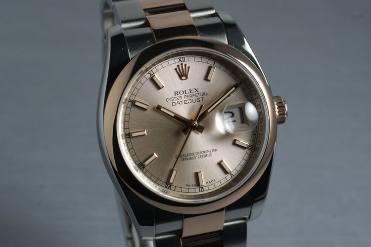 2006 Rolex Datejust 116201 Rose Gold and Stainless with Box and Papers