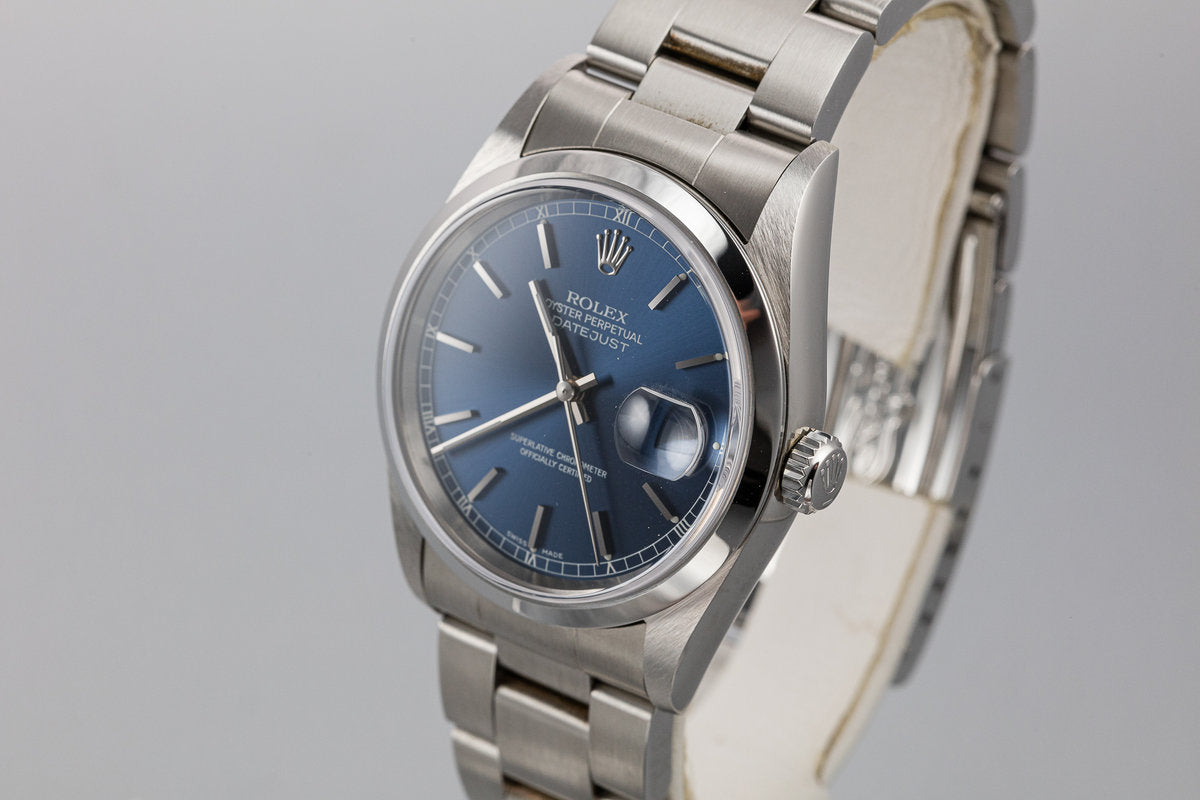 HQ Milton - 1999 Rolex DateJust 16200 Blue Dial, Inventory #A2503