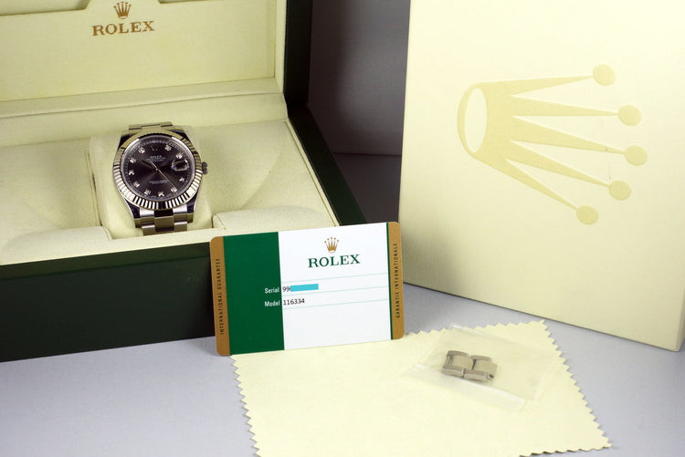 2015 Rolex Datejust II 116334 Factory Gray Diamond Dial with Box and Papers