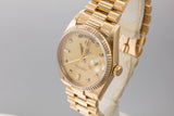 1986 Rolex 18K YG Day-Date 18038 with Matte Gold Diamond Dial