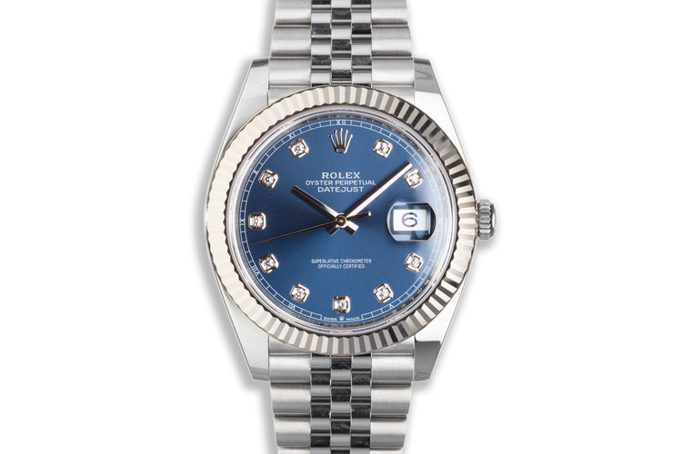 2021 Rolex Datejust 126334 Blue Diamond Dial Jubilee Bracelet 41mm