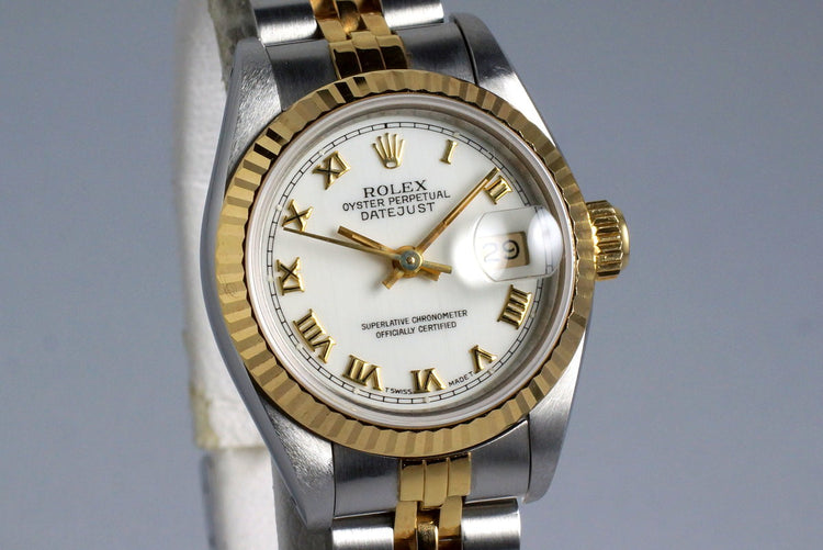1991 Rolex Ladies Two Tone DateJust 69173 White Roman Dial with Box and Papers