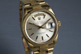 1987 Rolex 18K Bark Day-Date 18078 Silver Dial