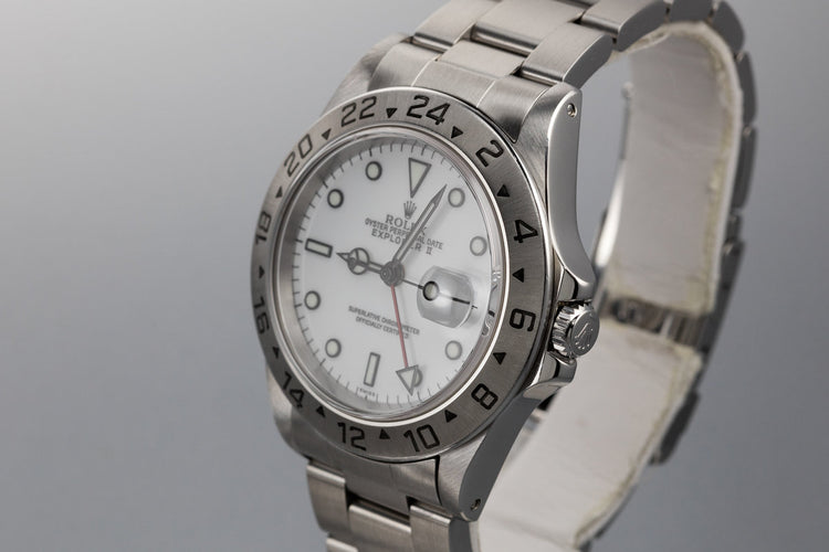 1998 Rolex Explorer II 16570 with White SWISS Only Dial
