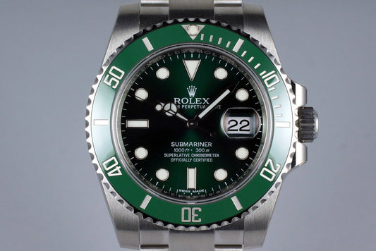 2016 Rolex Green Submariner 116610LV with Box and Papers MINT