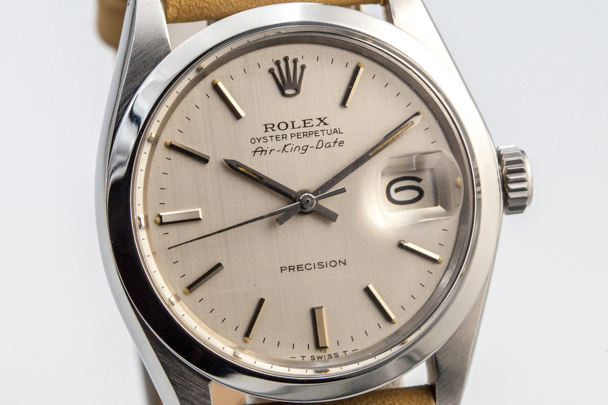 1971 Rolex Air King Date 5700 Silver Linen Dial