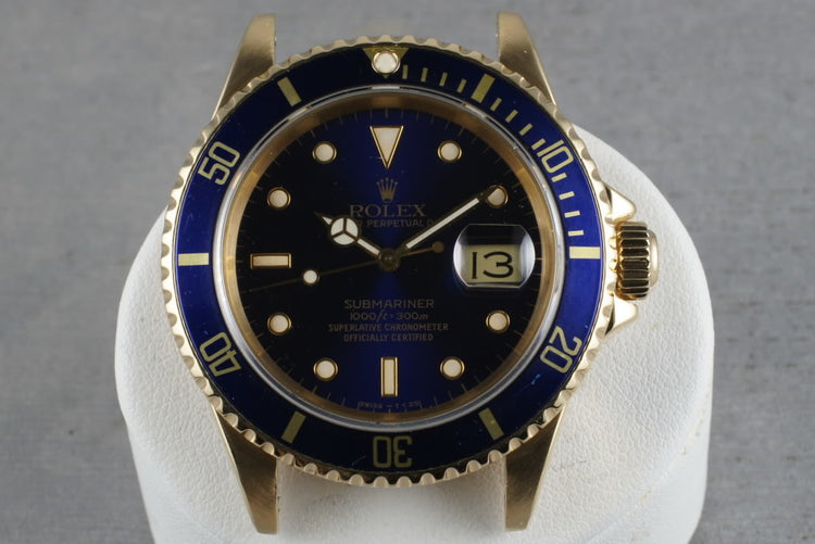 1990 Rolex Submariner 16618 with Blue Dial
