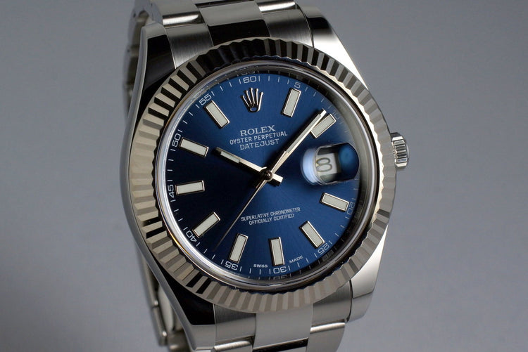 2014 Rolex Datejust II 116334 Blue Dial with Box and Papers