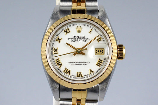 1991 Rolex Ladies Two Tone DateJust 69173 White Roman Dial with Box and Papers