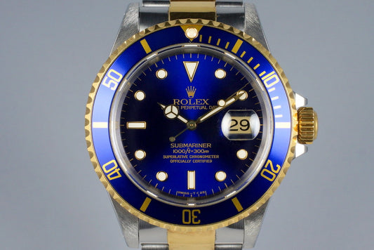 1995 Rolex Two Tone Blue Submariner 16613
