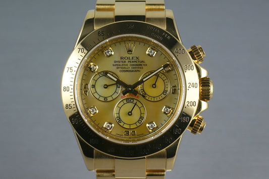 Rolex 18K Daytona 116528 Champagne MOP with Diamonds with papers