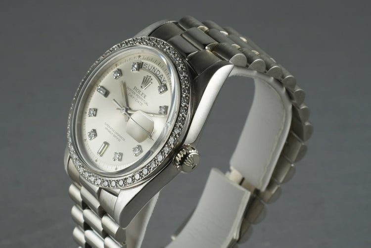 Rolex Vintage 18K White Gold  Day Date 1803 Factory Diamond Dial and Bezel