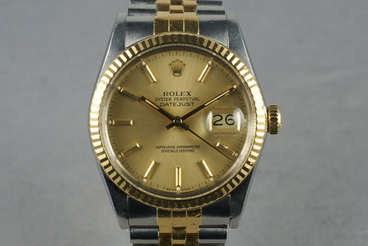 1987 Rolex 18K/SS DateJust 16013 with Papers