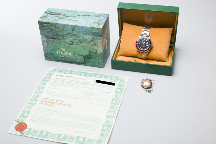 1996 Rolex GMT-Master II 16710 "Pepsi" Bezel with Box, Papers & Chronotag