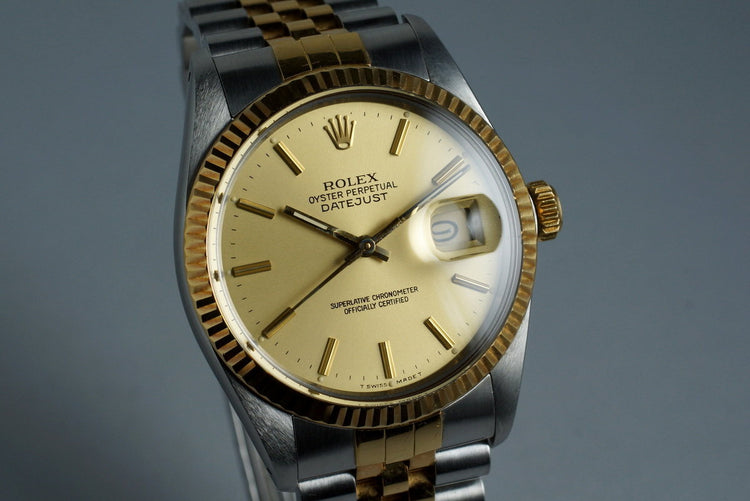1987 Rolex Two Tone DateJust 16013 with Box and Papers