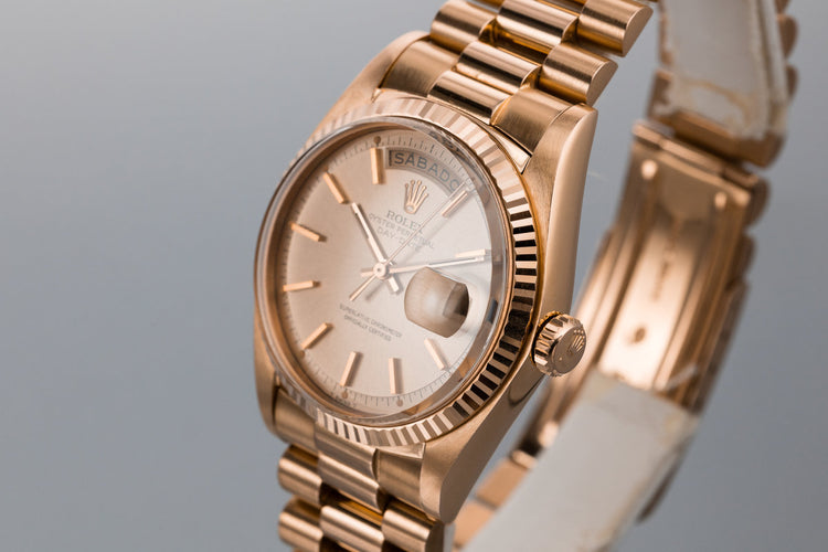 1972 Rolex 18K Rose Gold Day-Date 1803 with Spanish Day Wheel