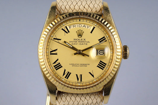 1977 Rolex YG Day Date1803 Matte Champagne Roman 'Buckley' Dial