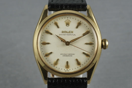 1955 Rolex 18K Oyster Perpetual  6564 with a waffle dial