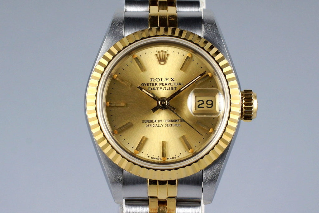 1989 Rolex Ladies Two Tone DateJust 69173 Champagne Dial with Box and Papers