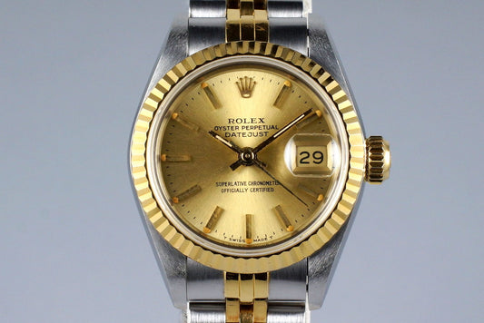 1989 Rolex Ladies Two Tone DateJust 69173 Champagne Dial with Box and Papers