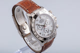 2002 18K White Gold Daytona 116519 White Arabic Dial on Leather Strap with Box & Papers