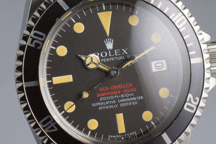 1967 Rolex Double Red Sea Dweller Thin Case 1665 BROWN Mark II Dial with Box and Papers