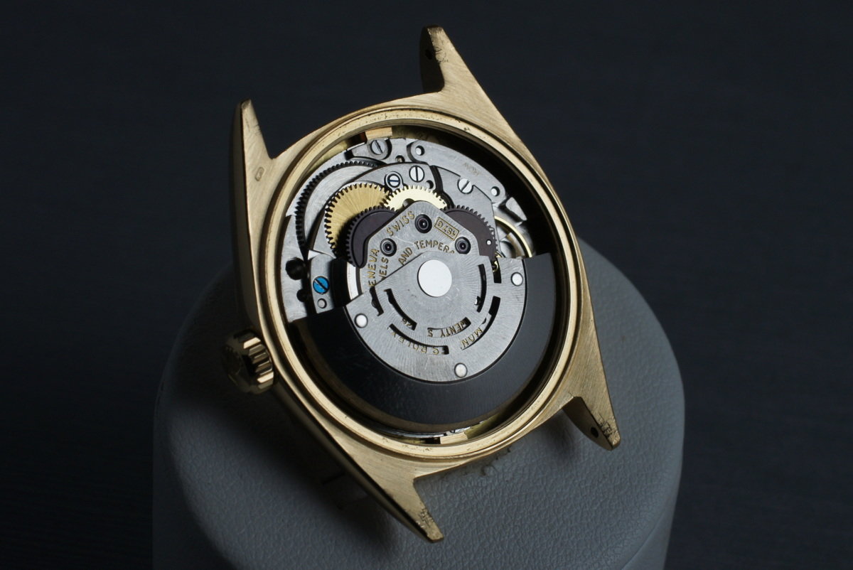Rolex 1601 — Yellow Gold, Silver Tiffany & Co. Dial. Photographed dealer specimen. Tiffany signature is attributed by the dealer; no papers supplied. Documented example: 1966. Production span has not been established. · Photo: HQ Milton · © HQ Milton, used with permission · Source: https://hqmilton.com/products/1966-rolex-18k-datejust-1601-with-tiffany-co-dial