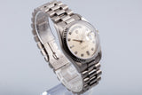 1995 Rolex 18k White Gold Day-Date 18239 with Silver Dial and Diamond Markers with Papers
