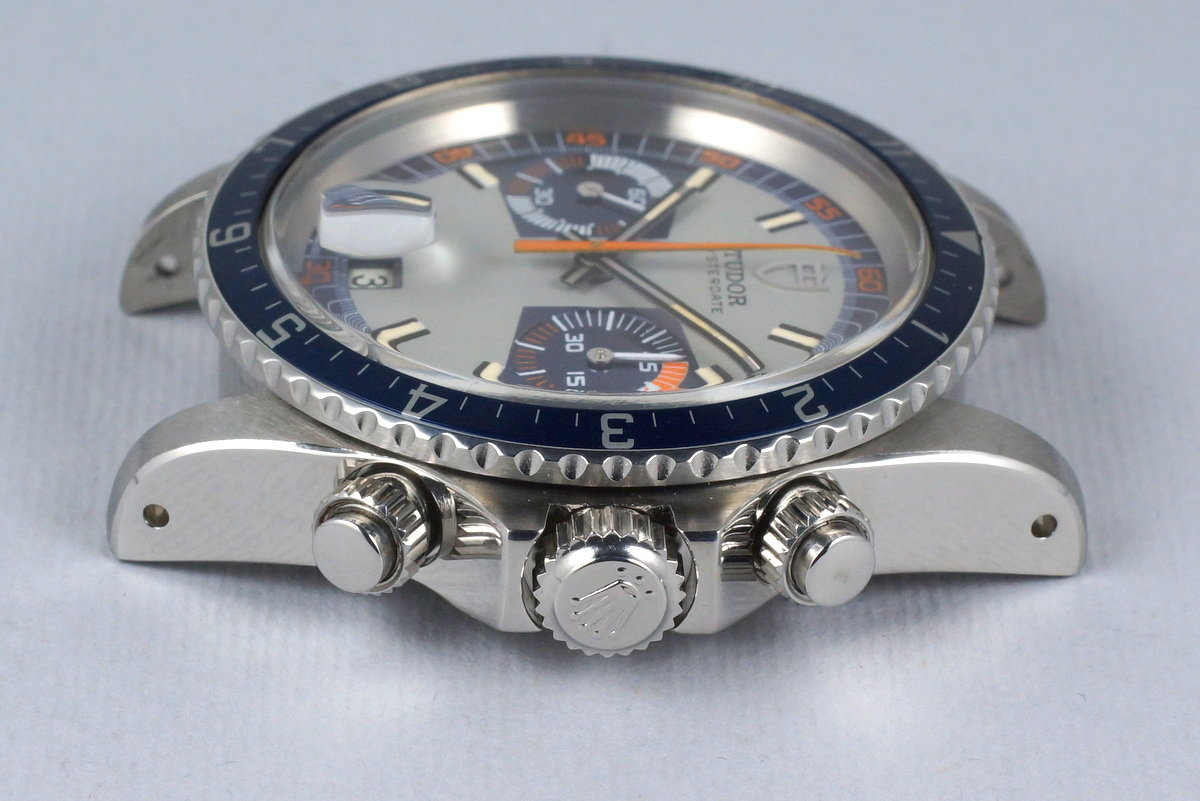 Tudor 7169/0 — Blue and Grey Dial. · Photo: HQ Milton · © HQ Milton, used with permission · Source: https://hqmilton.com/products/1974-tudor-monte-carlo-7169-0