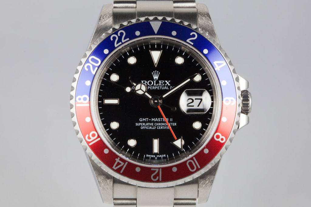 HQ Milton - 2006 Rolex GMT II 16710 Pepsi Stick Dial with Box Papers, Inventory #8368, For Sale