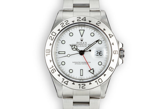1999 Rolex Explorer II 16570 with SWISS Only White Dial
