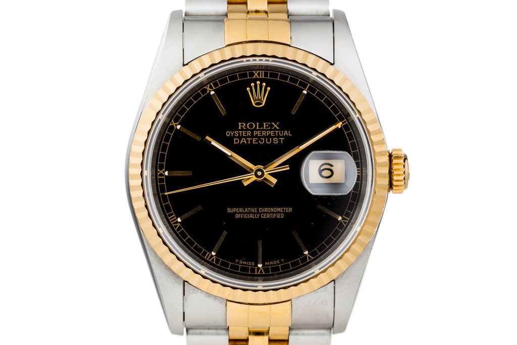 1995 Rolex Two Tone DateJust 16233 Glossy Black Dial