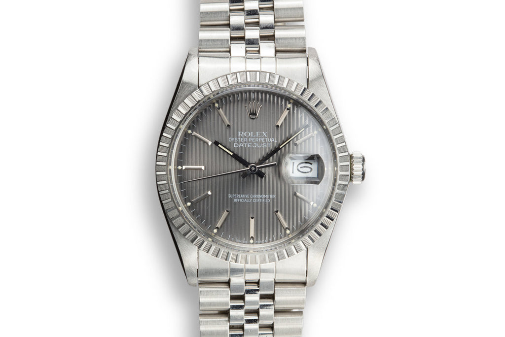 1987 Rolex DateJust 16030 Grey Tapestry Dial with Box and Papers
