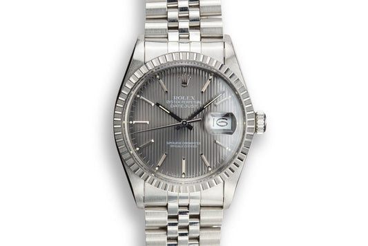 1987 Rolex DateJust 16030 Grey Tapestry Dial with Box and Papers