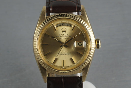 1965 Rolex 18K YG President 1803 with Spanish Date Disk