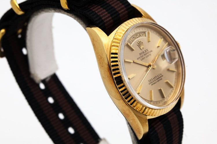 1970 Rolex YG Day-Date 1803 Champagne Dial with Tiffany and Co Dial