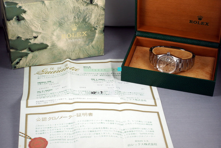 2001 Rolex Silver Dial Date 15210 with Box & Papers