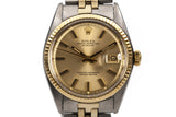1972 Rolex Two Tone DateJust 1601 Gold Dial with Box and Papers