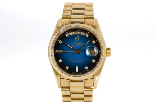 1986 Rolex Day-Date18038 Blue Diamond Vignette Dial