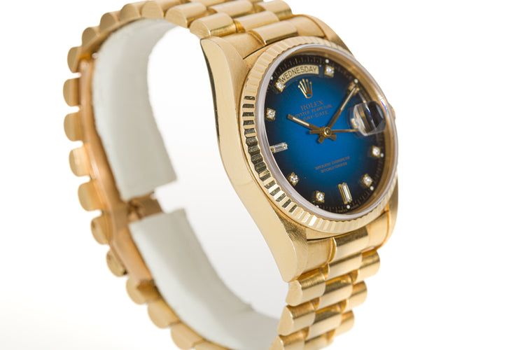 1986 Rolex Day-Date18038 Blue Diamond Vignette Dial