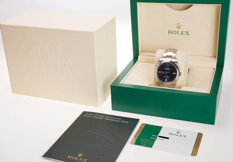 2017 Rolex Oyster Perpetual 114300 Blue Dial Box, Card Hangtag