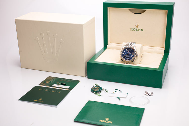 2022 Rolex Skydweller 326934 St/ST Blue Dial Box, Booklets, Card & Hangtags