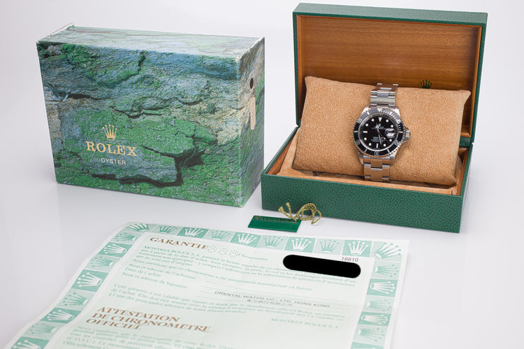 2001 Rolex Submariner 16610 Box, Papers & Hangtags