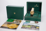 1990 Rolex 18k Date 15238 Champagne Dial Oyster Rivet bracelet W/ Box, Tags, Booklets