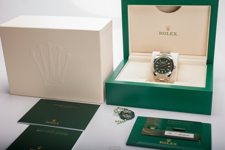 2022 Unworn Rolex Milgauss 116400GV Box, Papers, Card & Tags